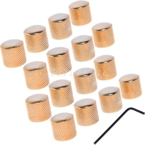 16 Pieces Metal Dome Gold Knob for Fender Tele Strat Guitar Replacement Screw Type