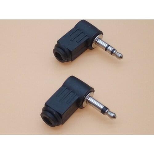 2pcs 3.5mm 2/3 pole Audio Male plug 3.5 Mono/Stereo Headphone Connector Welding Type Right Angle Plugs