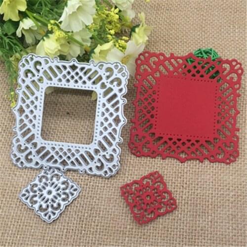 2pcs Flower photo frame square Metal Cutting Dies Stencil Scrapbooking Photo Album Card Paper Embossing Craft DIY