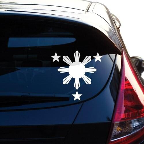 2pcs 4“Black/White Philippines Flag 1 Sun and 3 Stars Logo. Filipino Decal/sticker for Car Window, Laptop, Mirror and More