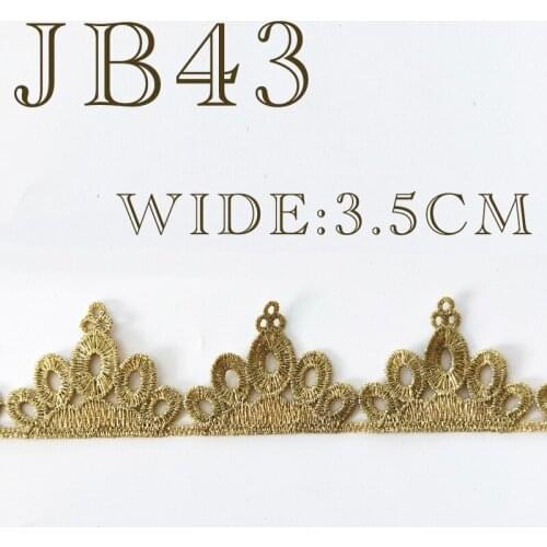 3.5CM WIDE water-soluble Gold/Black COLOR lace embroidery DIY wedding dress skirt, headgear, garment accessories 1yard=91cm JB43