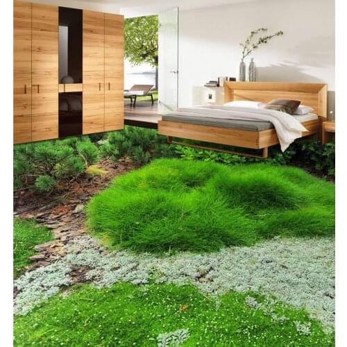 3d bathroom wallpaper Home Decoration Green grass vegetation 3D stereoscopic bedroom floor 3d wallpaper pvc