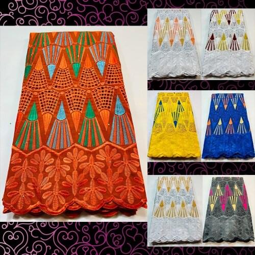 Luxurious Egypt 5 Yards/Pcs Cotton Embroidery Lace Fabric Mesh Brocade Jacquard Fabric 2318C2