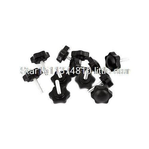 6mm x 32mm Male Thread 25mm Star Head Dia Screw On Type Clamping Knob 12 Pcs