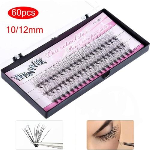 60pc 10/12mm Fake Eyelashes Natural False Eye Lashes pack Grafting Eyelashes Extension Tool Women Makeup Beauty 3d eyelashes set