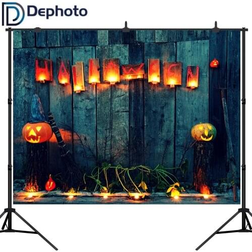 Dephoto Photography Backdrop Halloween Evil Pumpkin Candle Wooden Wall Photocall Customize Background Photobooth Photo Studio