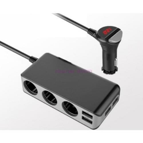 By DHL or Fedex 50pcs 4 USB Port 3 Way Car Cigarette Lighter Splitter Charger DC 12~24V Socket 6.8A Black hot