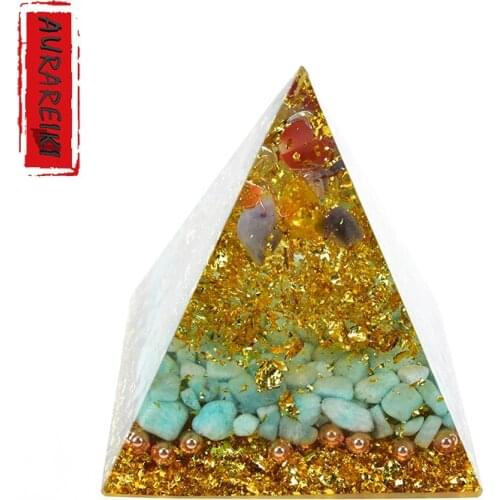 Tree Of Life Crystal Stone Orgone Pyramid Amazonite Handmade Healing Resin Crystal Chakra Yoga Meditation Orgonite