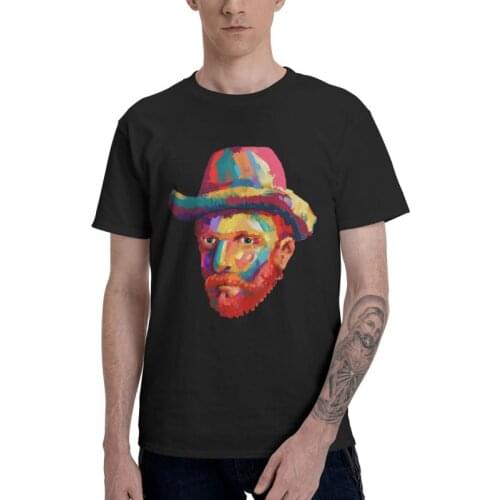 Vincent Van Gogh Painting Tshirts Men Leisure Tee Tops 100% Cotton T Shirt Short Sleeve Self Face Portrait T-shirt Gift Clothes