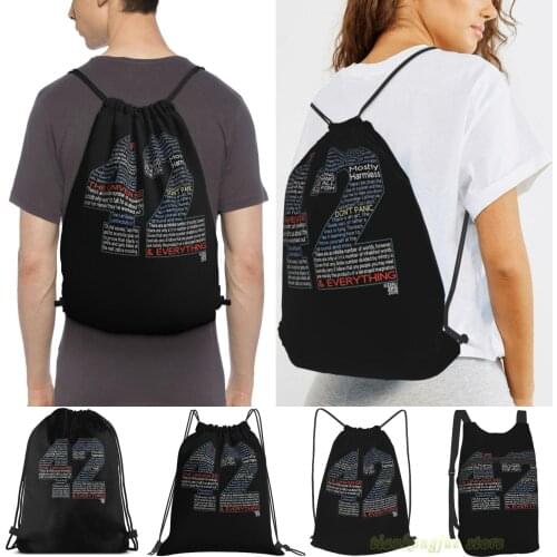 Hitchhikers Guide 42 Quotes Men Outdoor Travel Gym Bag Waterproof Drawstring Backpack Women Fitness Swimming Bag