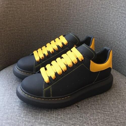 Platform heel oversized Sneakers Lace-up low- top casual shoes round toe leather sneaker with contrast heel counter shoes