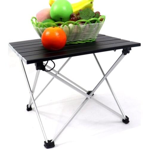 Small Size Lightweight Aluminum Folding Table Outdoor Picnic Camping Backpacking Beach Patio Black Color