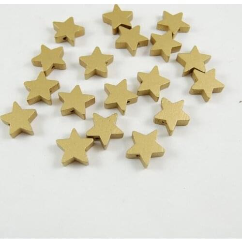 Missxiang 20pcs/lot Gold Silver colour Natural Wooden Star Wooden Spacer Beads for Jewelry Making DIY Kids 20mm perle