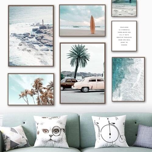Surfer Surge Sky Beach Palm Reef Quotes Wall Art Canvas Painting Nordic Posters And Prints Wall Pictures For Living Room Decor