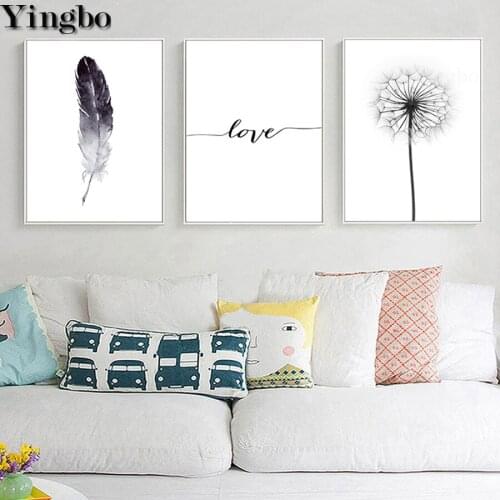 3pcs Dandelion feathers black and white DIY 5D Diamond Painting kits houses Embroidery Cross Stitch Diamond Rhinestone Mosaic