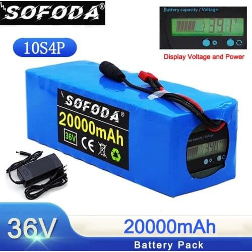 New 36V battery10S4P20Ah battery pack 600W high power battery 42V 20000mAh Ebike electric bicycle BMS Capacity Indicator+charger