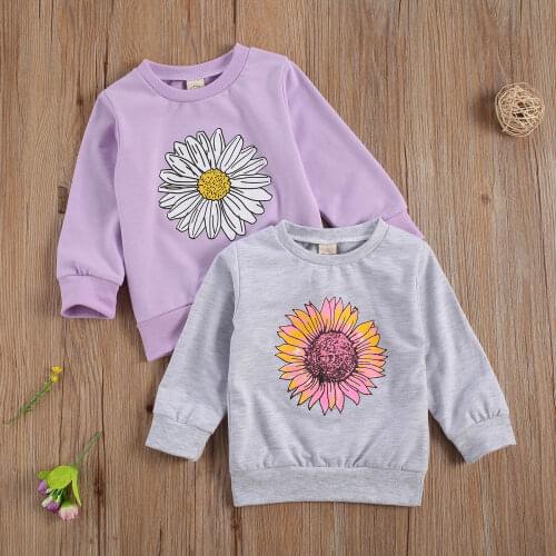 Kid Girl Floral Top Fall Shirt Round Neck Long-Sleeve Casual Elastic Cuff Hem Windproof Warm Blouse