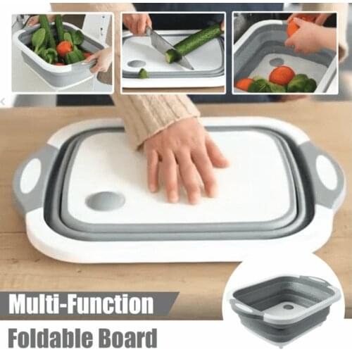 Kitchen Chopping Block Foldable Cutting Board with Colanders Kitchen Chopping Boards Washing Basket Drain Kitchen Organizer