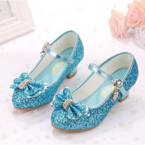 Girls Sandals Summer Childrens Shoes 2019 Girls Princess High Heels Pink Leather Diamond Dance Wedding