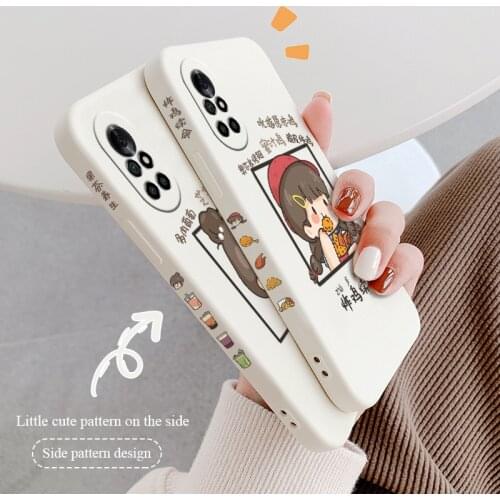 Stitching Milk Tea Girl Phone Case For Huawei Nova8 8Pro 8SE Nova 7 7Pro 7SE 6 6se 5 5Pro 5Z 5I 5Ipro 5T 4 4E Silicone Cover