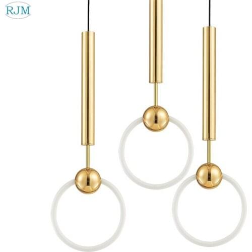 Modern LED Simple Pendant Lamps Circle Ring Iron Pendant Lights for Living Room Bar Cafe Shop Home Lighting Fixtures Decor