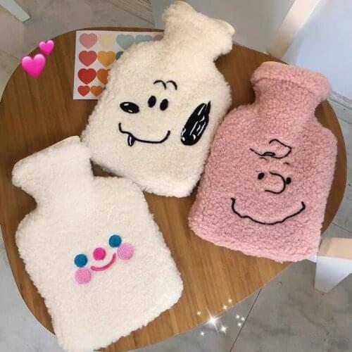 Autumn and Winter Ins Cute Cloud Smiley Plush Hot Water Bottle Cartoon Puppy Warm Handbag Student Portable Water Injection Bag