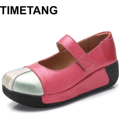 TIMETANG2021New Goth Shoes For Women Chunky Flats Lolita Shoes Womens White Leather Platform Mary Jane Shoes Ladies Luxury Flat