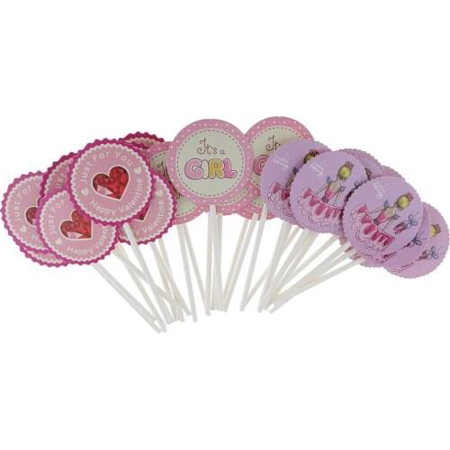 10/30 Pieces Its a Girl /Flamingo Cake Topper Birthday Baby Shower Wedding Party Decorative Cake Fruit Food Picks Decoration