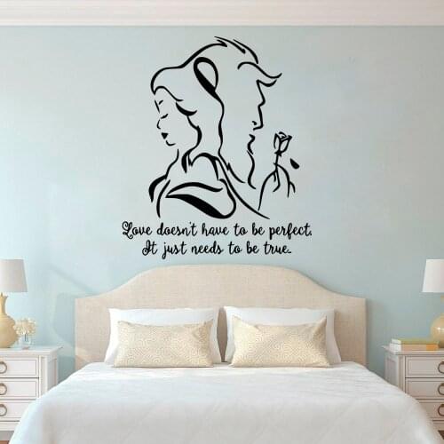Bedroom Decor Beauty And The Beast Vinyl Wall Decal Love Gift Wall Sticker Removable Falling Rose Wall Poster Hot Movie AZ153