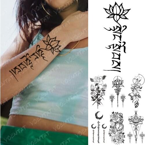Waterproof Temporary Tattoo Sticker Moon Rose Mandala Lotus Flash Tattoos Lion Fox Flowers Body Art Arm Fake Tatoo Women Men