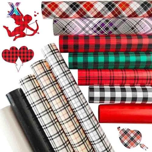 XFX HTV Buffalo Plaid Pattern Heat Transfer Vinyl 12pcs Bundle 12" x10" Iron-on HTV Craft Film Garment Clothing for T-Shirt DIY