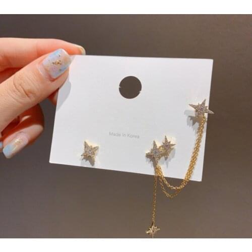 Earrings for Women Korean Fashion Crystal Star Chain Women Large Stud Earrings Trend Jewelry 2020 Wholesale