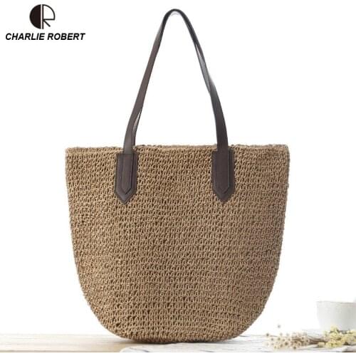 2019 Straw Bags Women New Summer Rattan Casual Tote Solid Handmade Woven Hollow Out Top-Handle Bags Beach Bohemia Bali Box