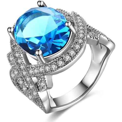 Trendy Silver Color Oval Crystal Wedding Rings For Women Jewelry Bague Bijoux Cubic Zircon Engagement Ring Accessories