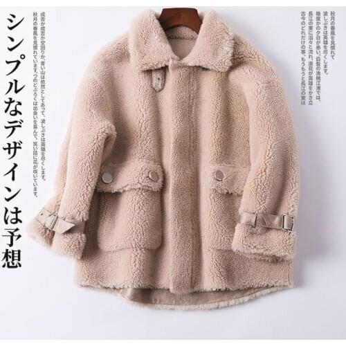 Women 2020 Winter New Real Wool Fur Overcoats Female Fashion Warm Sheep Shearing Fur Jackets Ladies Short Loose Outwears V110