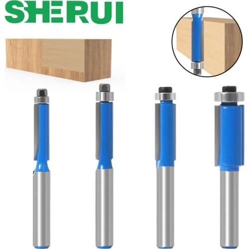 1pc 8mm Shank 1" Flush Trim Router Bit with Bearing for Wood Template Pattern Bit Tungsten Carbide Milling Cutter for Wood