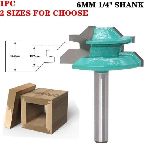 1pc 1/4 Inch Shank Large Lock Miter Router Bit - 45 Degree - 1-3/8" Stock Tenon Cutter Tool For Woodworking