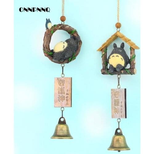 1pcs kawaii Cartoon Totoro Wind Chimes Gift Ornaments Decoration Home Wind Spinner Furnishing Campanula Guardian Home Decor
