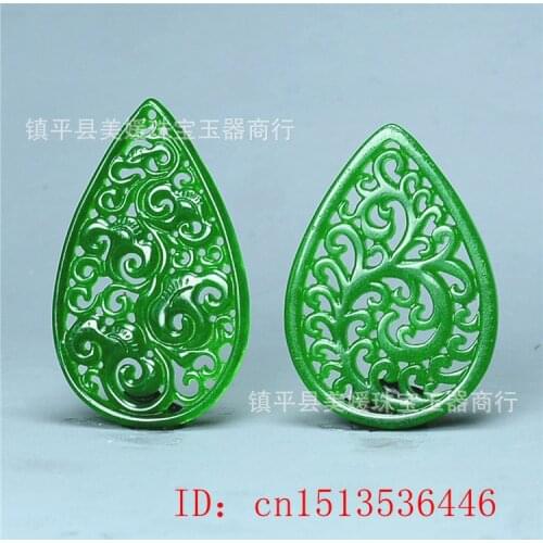 1pc Natural A Green Jade Hollowing out Pendants DIY Bracelet Bangle Jadeite Jewellery Fashion Accessories Amulet Gifts Women Men