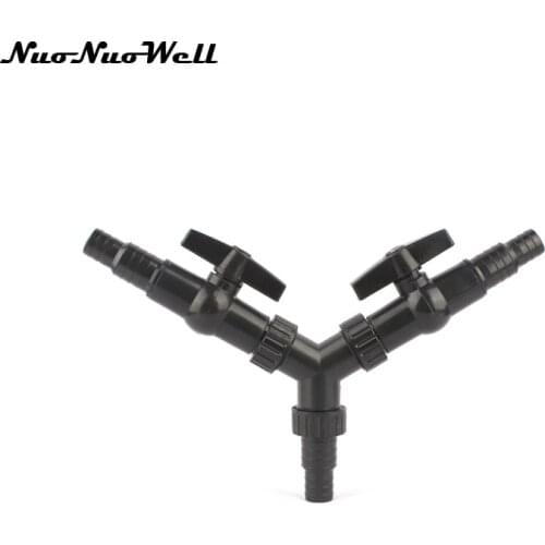 1pcs NuoNuoWell Plastic 20mm(1/2") 25mm(3/4") Hose Y Tee Connector With Valve Air Pump Pipe Adapter Aquarium Fish Tank Fittings