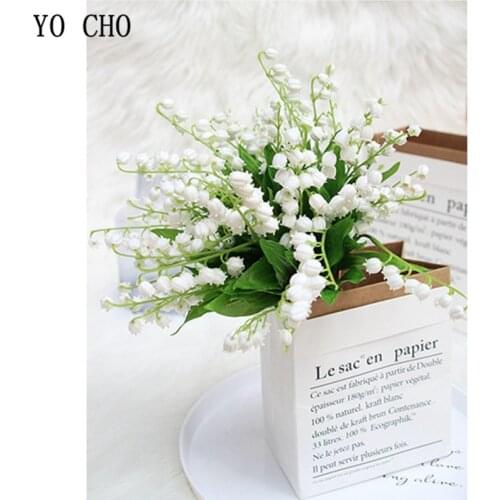 1Pcs Plastic Valley Lily Wedding Flowers Holder Artificial Flores Lily Bridal Bouquet Decor Home Vase Table Accessories Floral