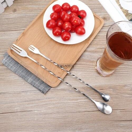100pcs Stir Spoon Stainless Steel Mixing Cocktail Spoon Spiral Pattern Bartender Tools Bar Teadrop Spoon