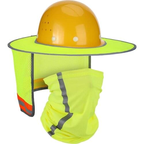 2 Pieces Hard Hat Sun Shade Neck Protection High Visibility Sun Neck Shield Full Brim Mesh Sun Shade Protection and Neck Gaiter