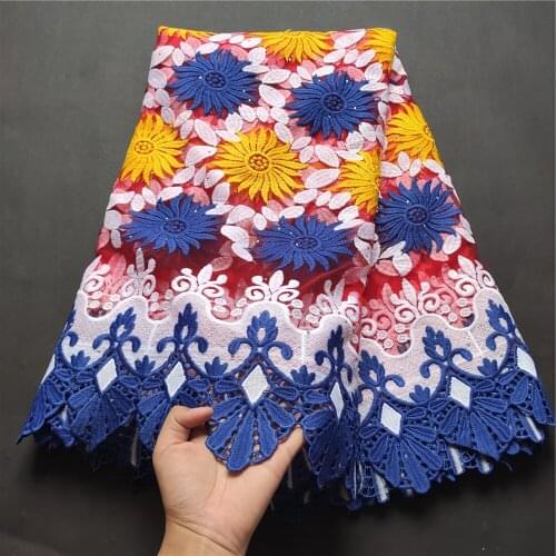 2021Lates High Quality African Nigerian Tulle Lace Fabric Embroidery Milk Silk Voile Cord French Dress Prom Party Gown 2.5yards