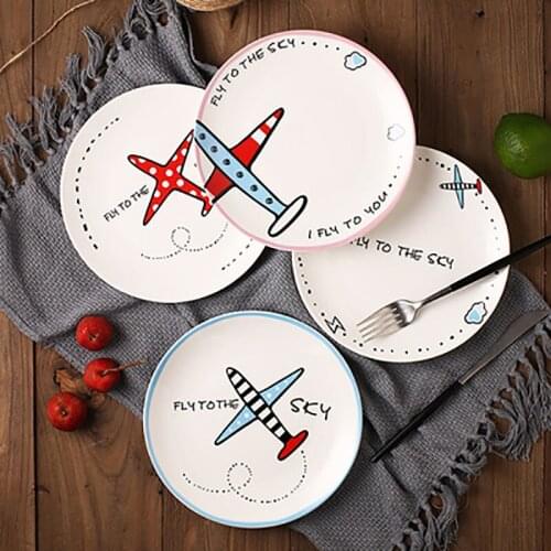 4 Pcs/Set Round Dinner Plate 8-Lnch Western Food Dessert Serving Ceramic Tray Snack Fruit Dry Organizer Holder Home Decor