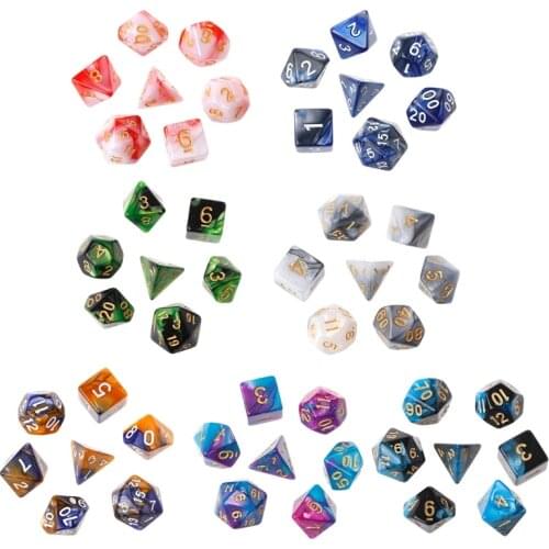 7pcs/Set Acrylic Polyhedral Dice For TRPG Board Game D4-D20