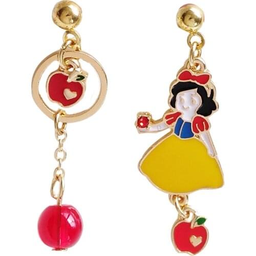 Free shipping 6 pair / lot fashion jewelry gold metal enamel princess Cinderella alice mermaid earring for women