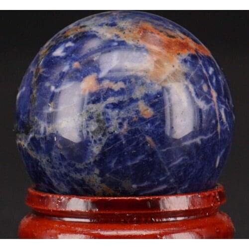 Free Shipping Natural Stone Gemstone 30MM Blue Sodalite Sphere Crystal Ball Chakra Healing Reiki Stone Carving Crafts With Stand