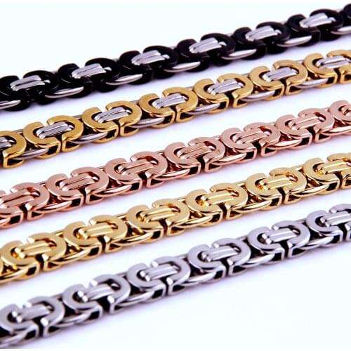 10mm Fashion Luxury Men Gold Color Chain Necklace Stainless Steel Byzantine Chains Street Hip Hop Jewelry Punk Male Boy Gifts