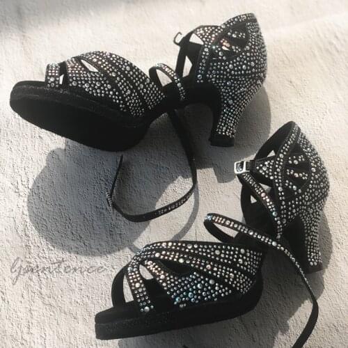 Black Heels Social Party Ballroom Latin Dance Shoes Salsa Bachata Kizomba Rumba Dancing Training Women Soft Sandals Platform